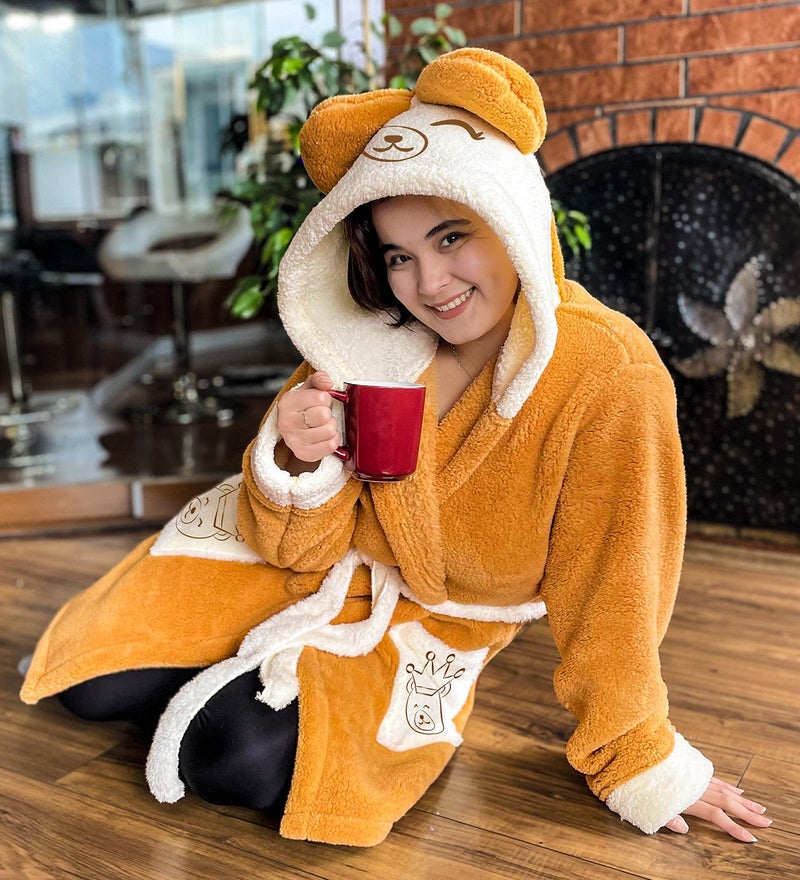 Peluşcu Dayı Plush Man Uncle Hooded Unisex Wellsoft Plush Dressing Gown, Bathrobe - Image 2