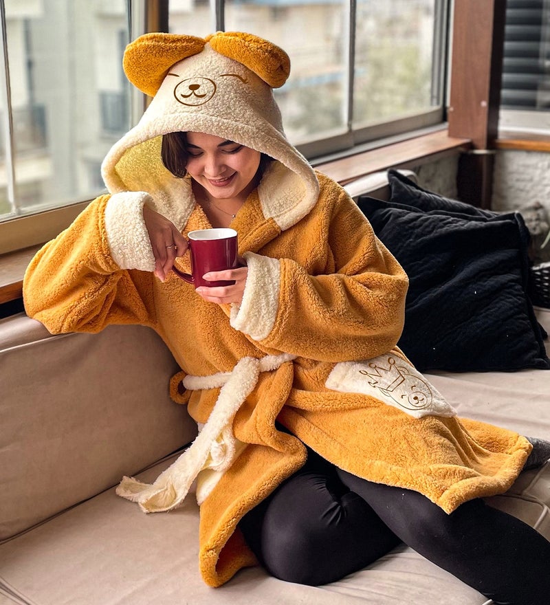 Peluşcu Dayı Plush Man Uncle Hooded Unisex Wellsoft Plush Dressing Gown, Bathrobe - Image 3