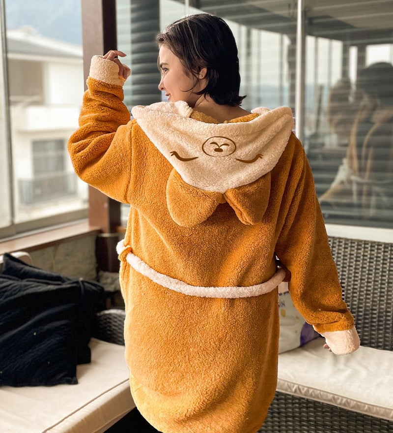 Peluşcu Dayı Plush Man Uncle Hooded Unisex Wellsoft Plush Dressing Gown, Bathrobe - Image 4