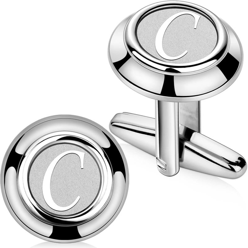 AMITER 26 Letters Tie Clip and Cufflinks for Men, Initial Tie Bar & Cuff Links Set Necktie Clip for Business, Wedding, Anniversary - Image 1