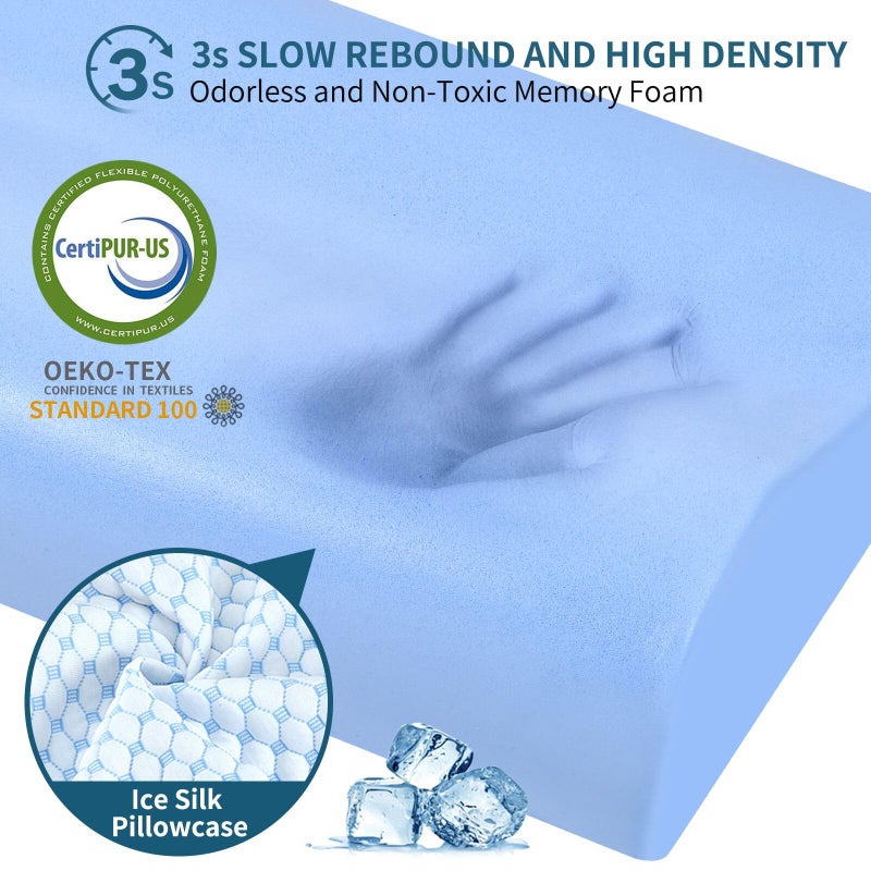Ylekto Cervical Pillow for Neck Pain Relief, Contour Memory Foam Pillows for Sleeping, Odorless Ergonomic Pillow Adjustable Orthopedic Cooling Pillow Bed Pillow Neck Support for Side Back Stomach Sleepers - Image 5
