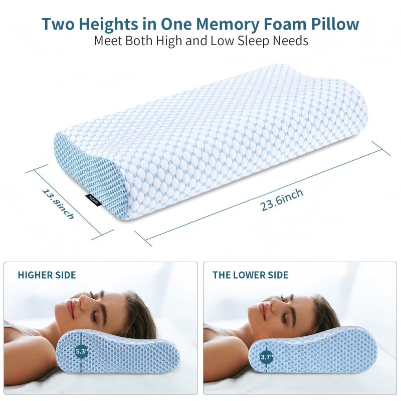 Ylekto Cervical Pillow for Neck Pain Relief, Contour Memory Foam Pillows for Sleeping, Odorless Ergonomic Pillow Adjustable Orthopedic Cooling Pillow Bed Pillow Neck Support for Side Back Stomach Sleepers - Image 3