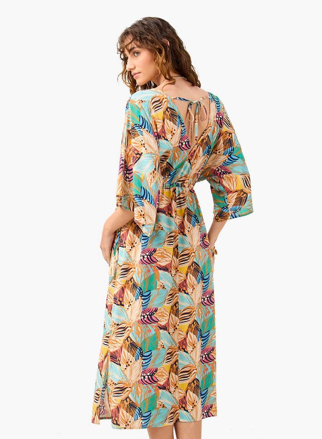 سبلاش فيڤ فستان ميدي بطبعة زهور - Image 3