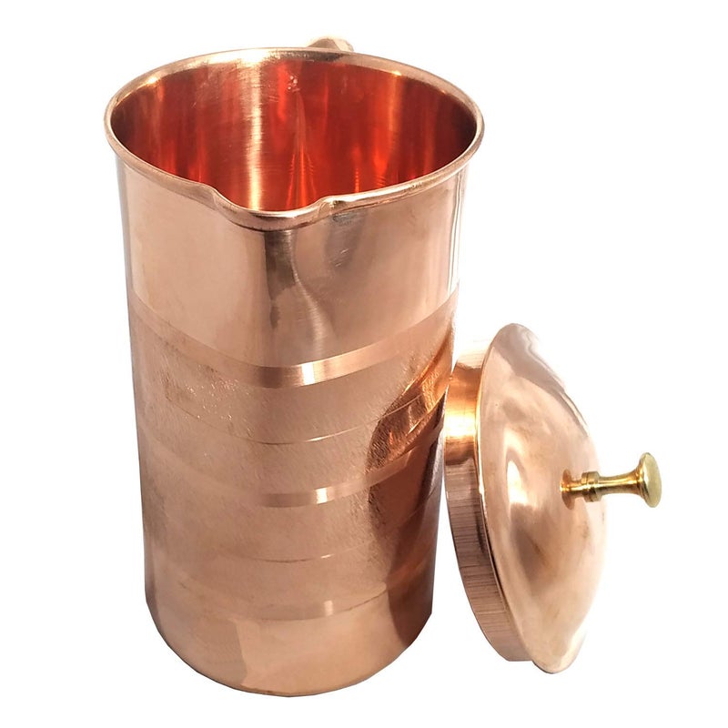 Vardhantcraft Copper Silver Touch 2 Jug Pitcher with Brass Nob Brown (1500ml) (2)  - Image 2