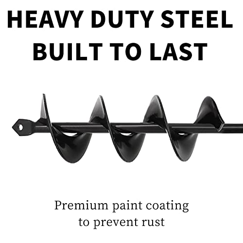 TCBWFY Auger Drill Bit 2x14.6inch Garden Plant Flower Bulb Auger Rapid Planter Bulb & Bedding Plant Auger for 3/8" Hex Drive Earth Drill Fence Post Umbrella Hole Digger - Image 4