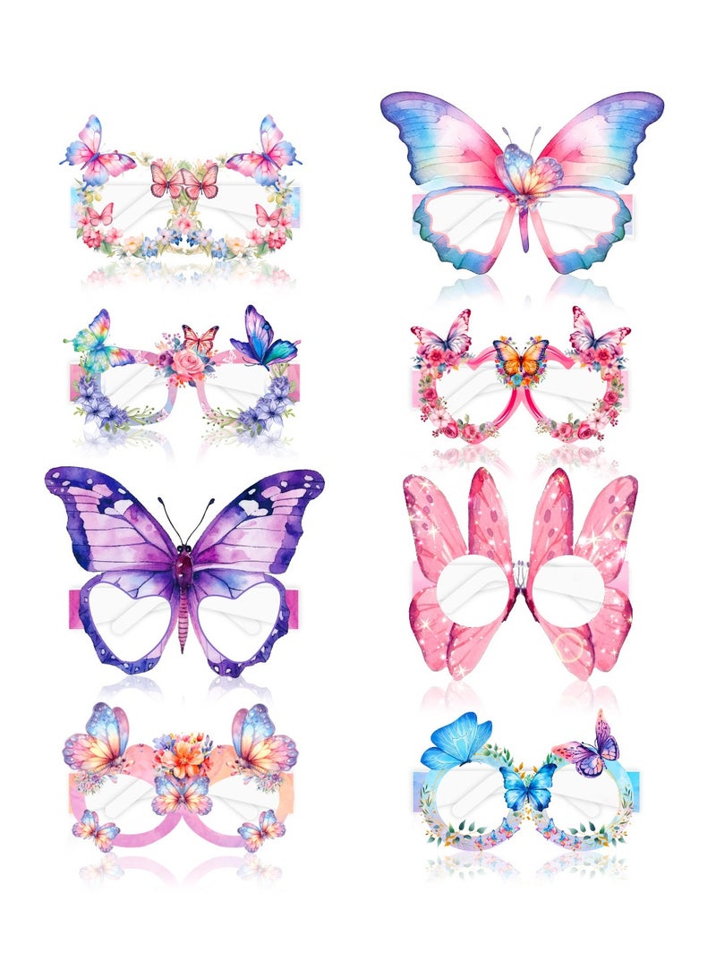8 Pcs Rainbow Butterfly Paper Glasses - Garden Party Accessories for Kids Birthday Party Decoration Party Supplies - Image 3