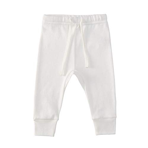 Owlivia Organic Cotton Baby Boy Girl 3-Pack Wiggle Pants Jogging Pants (3pack Off-White, 0-3Months) - Image 2