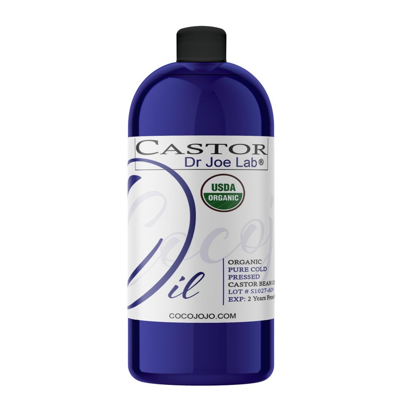 Dr Joe Lab Castor Oil 32 oz USDA Organic Certified Cold-Pressed, 100% Pure, Hexane-Free Castor Oil - Ricinus Communis Moisturizing For Dry Skin Hair Care Eyelashe Eyebrows 1 Quart By Weight Caster Oil Coco Jojo - Image 1