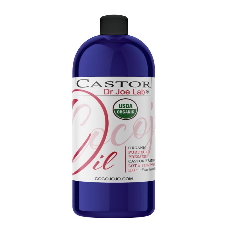 Dr Joe Lab Castor Oil 32 oz USDA Organic Certified Cold-Pressed, 100% Pure, Hexane-Free Castor Oil - Ricinus Communis Moisturizing For Dry Skin Hair Care Eyelashe Eyebrows 1 Quart By Weight Caster Oil Coco Jojo - Image 2
