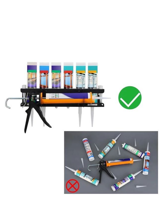 Classic Wall Mounted Caulking Gun Holder Metal Storage Rack For 6 Tubes Nozzles - Image 5