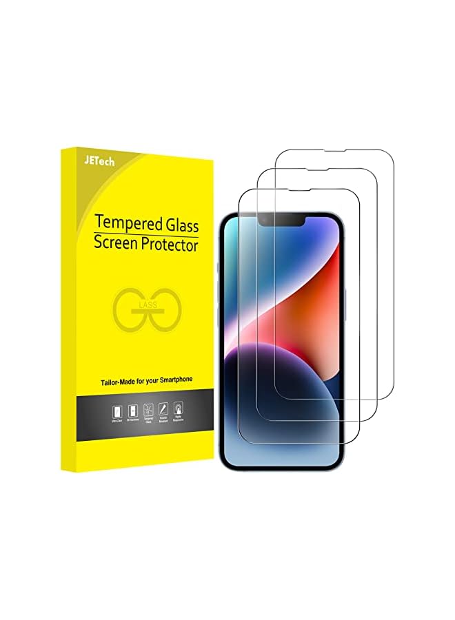 JETech Full Coverage Screen Protector for iPhone 14 6.1-Inch, 9H Tempered Glass Film Case-Friendly, HD Clear, 3-Pack - Image 1
