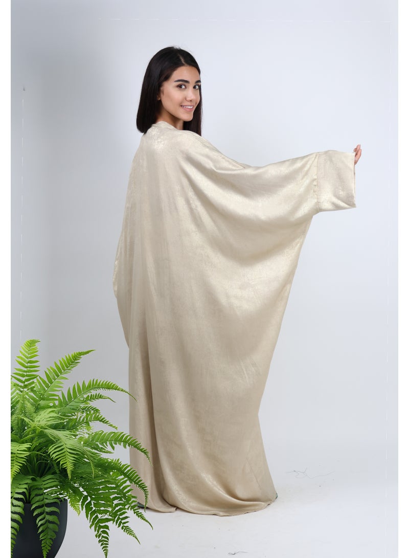 JAMEELA Gold Metallic Open Abaya With Sheila and Inner - Image 5