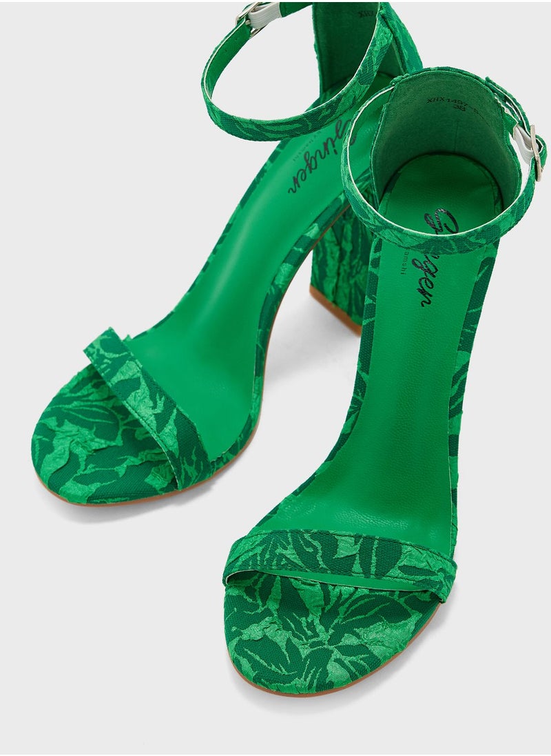 Ginger - Printed Block Heeled Sandals - Image 1