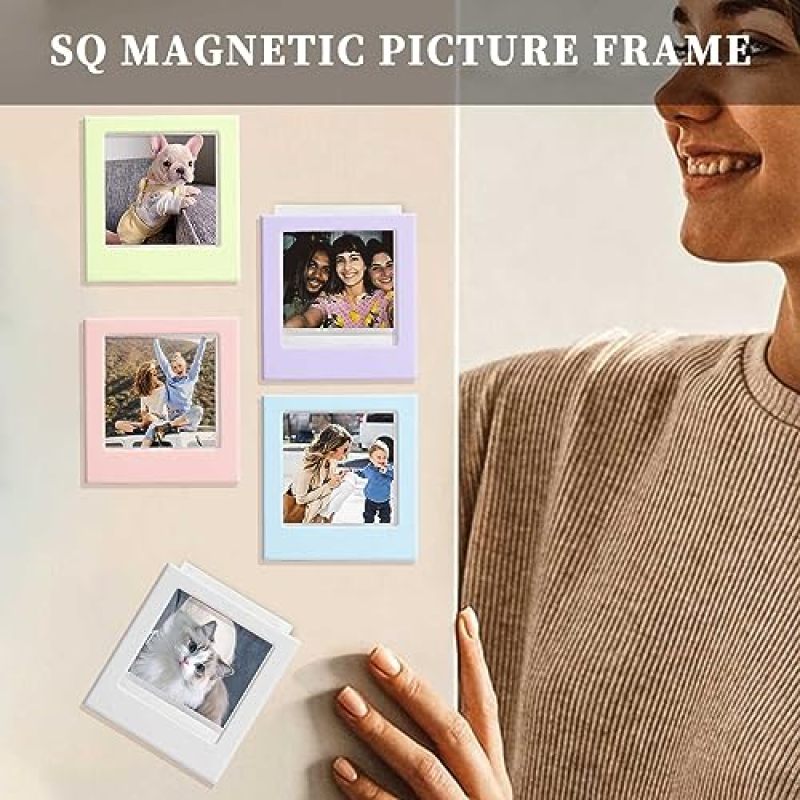 إطار صورة مغناطيسي لـ Fujifilm Instax Square SQ1 SQ6 SQ10 SQ20 SQ40 لأفلام مقاس 2.9×3.4 بوصة - إطارات صور مغناطيسية ملونة لثلاجة مقاس محفظة - حزمة من 10 قطع - Image 3