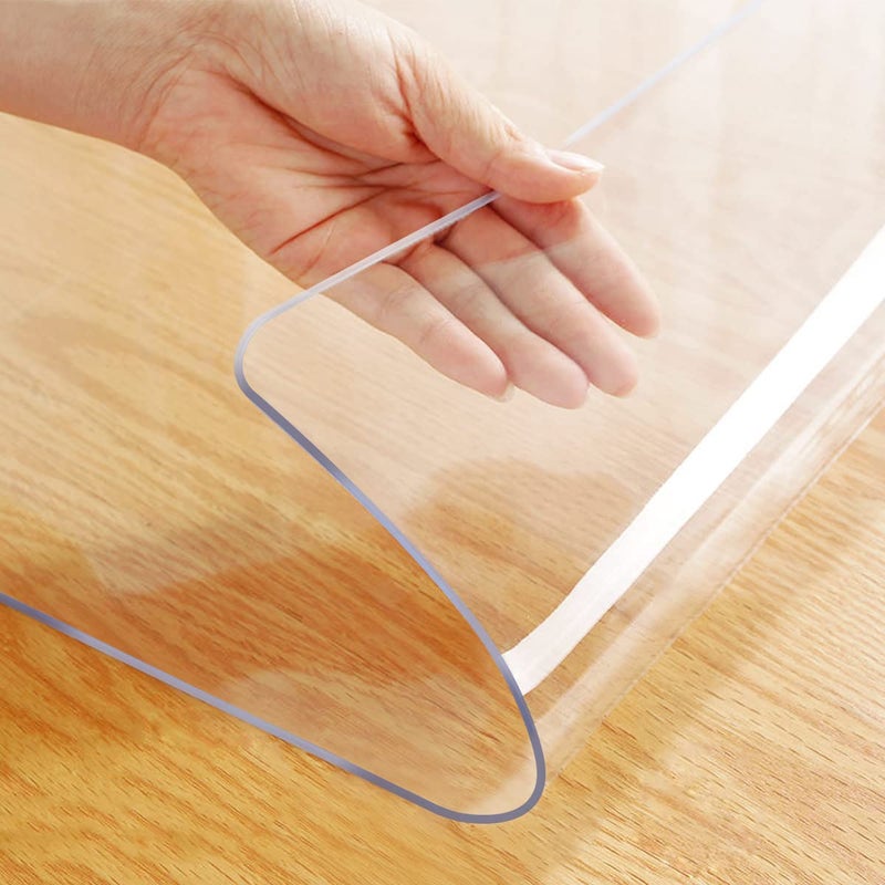 Clear PVC Table Protector Waterproof Crystal Plastic Table Pad for Dining Table Writing Desk Dresser TV Bench 16x67 Inch NonSlip Vinyl Desk Mat on Top of Desk Easy Clean 15mm Thick Pet Feeding Mat