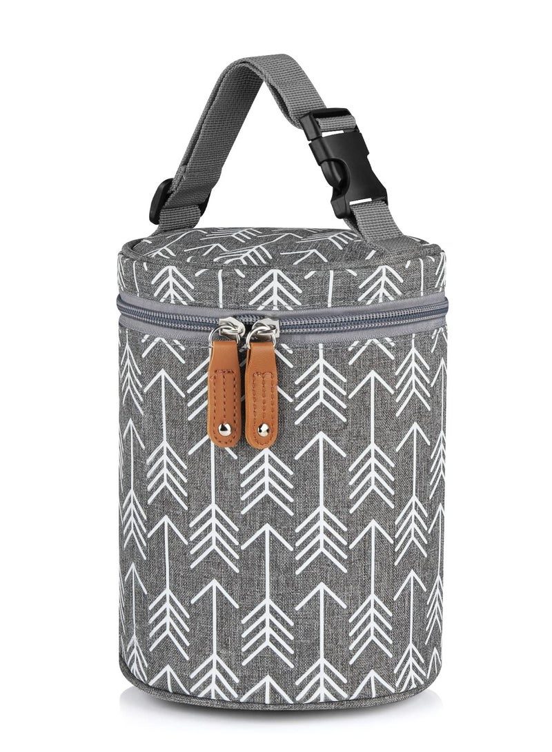 KASTWAVE Bottle Bag Breastmilk Cooler Bag Travel, Insulated Baby Bottle Cooler Tote Bags, Baby Bottle Bag with Shoulder Strap for Nursing Mom Daycare, Cream, dark gray  - Image 1