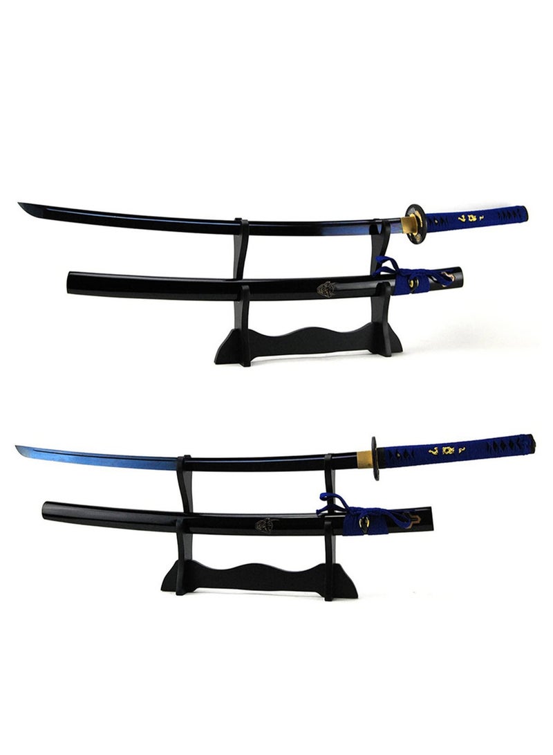 جدار خشبي حامل السيف الساموراي حامل حامل عرض ديكور المنزل الحرف اليدوية ( 2 طبقات ) - Image 2