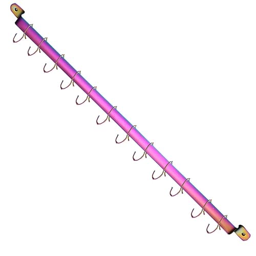 Kyraton Kitchen Utensil Rack Kitchen Rack With Rainbow Titanium PlatingRail Rack Organizer for Hanging KnivesWall Mounted Gourmet Kitchen Rail with 14 Hooks - Image 1