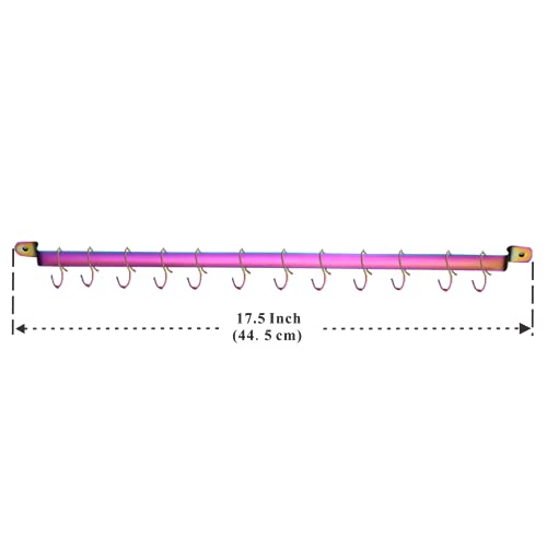 Kyraton Kitchen Utensil Rack Kitchen Rack With Rainbow Titanium PlatingRail Rack Organizer for Hanging KnivesWall Mounted Gourmet Kitchen Rail with 14 Hooks - Image 3