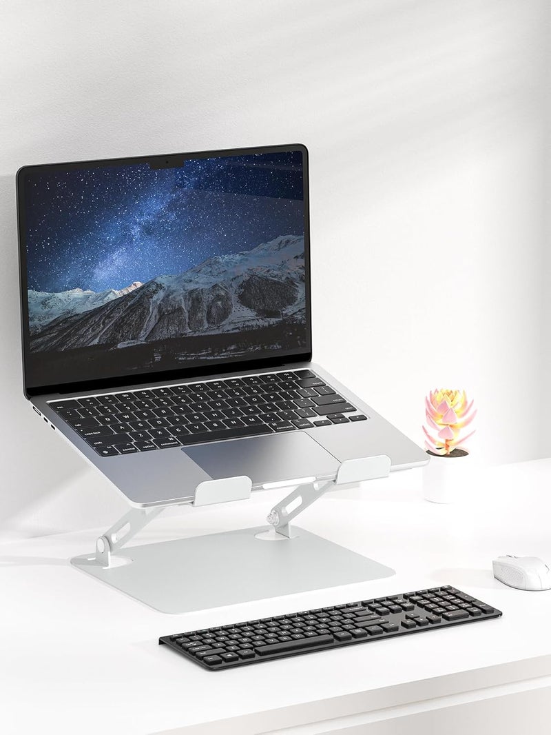 SOUNDANCE Laptop Stand for Desk with Stable Heavy Base, Adjustable Height Multi-Angle, Ergonomic Metal Riser Holder, Foldable Mount Elevator, Compatible with 10 to 15.6 Inches PC Computer, Silver - Image 4