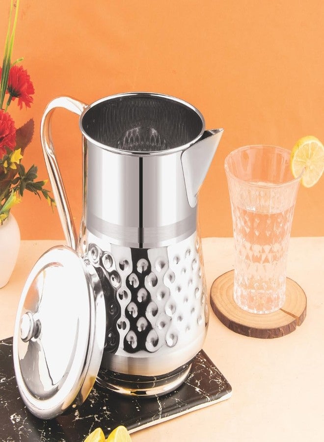 Natulix Stainless Steel Jug - 2 LTR, Durable & Elegant Beverage Jug for Serving Water, Juices, Lemonade and Other Drinks, Ideal for Daily Use, Parties & Special Occasions, Silver (Tulip Daimond) - Image 4