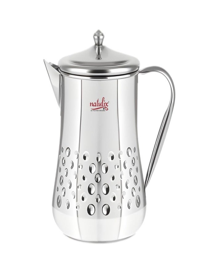 Natulix Stainless Steel Jug - 2 LTR, Durable & Elegant Beverage Jug for Serving Water, Juices, Lemonade and Other Drinks, Ideal for Daily Use, Parties & Special Occasions, Silver (Tulip Daimond) - Image 1