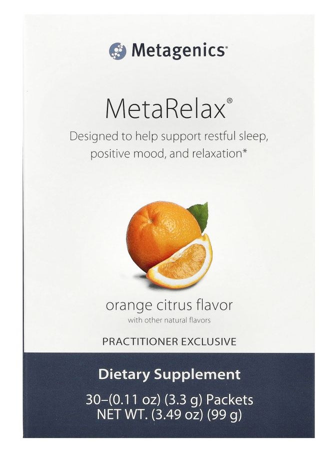 Metagenics MetaRelax Orange Citrus 30 Packets 0.11 oz (3.3 g) Each 