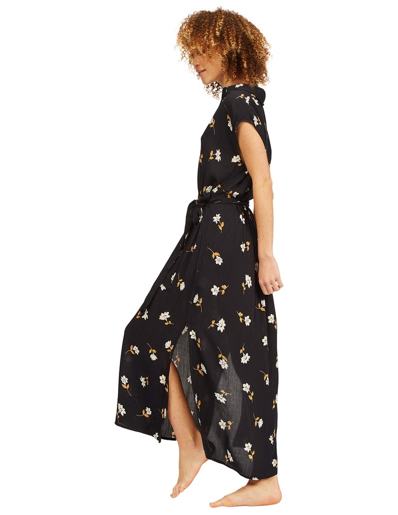 Billabong womens Lovely Ways Button Front Midi Casual Dress, Black Floral, Medium US - Image 3