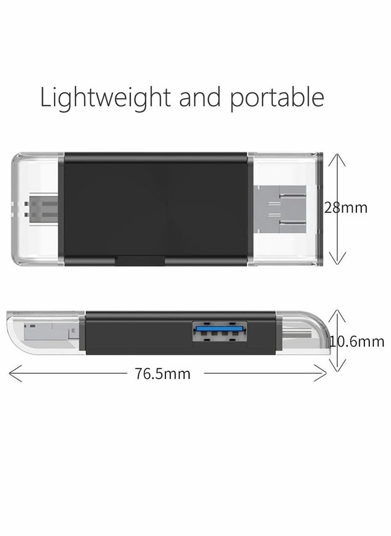 SD Card Reader, 6-in-1 USB C/Micro/USB Memory Reader Camera Viewer
