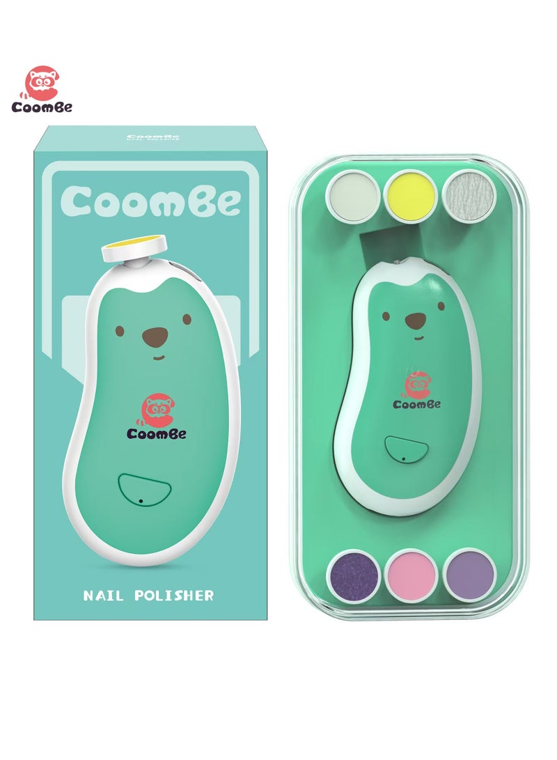 CoomBe Rechargeable Electric Baby Nail File/Nail Trimmer/Nail Cutter/Nail Clipper With Night Light and 6 Filing Heads for Baby and Adult - Image 1