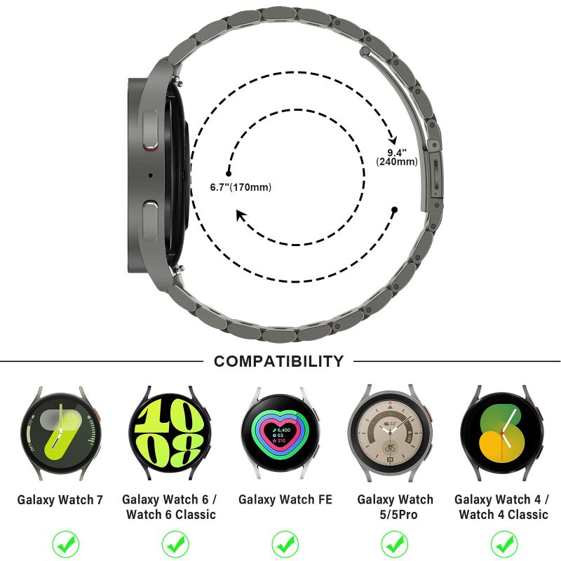 Anlinser No Gap Bands Compatible with Samsung Galaxy Watch 7/6/5/4/FE Band 44mm 40mm/Watch 6 Classic Band 47mm 43mm/Watch 5 Pro 45mm/Watch 4 Classic, 20mm Metal Strap for Women Men, Gray Titanium - Image 5