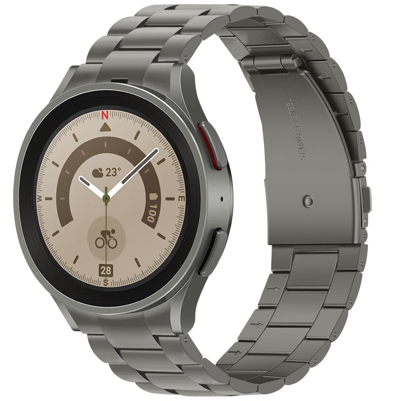 Anlinser No Gap Bands Compatible with Samsung Galaxy Watch 7/6/5/4/FE Band 44mm 40mm/Watch 6 Classic Band 47mm 43mm/Watch 5 Pro 45mm/Watch 4 Classic, 20mm Metal Strap for Women Men, Gray Titanium - Image 1