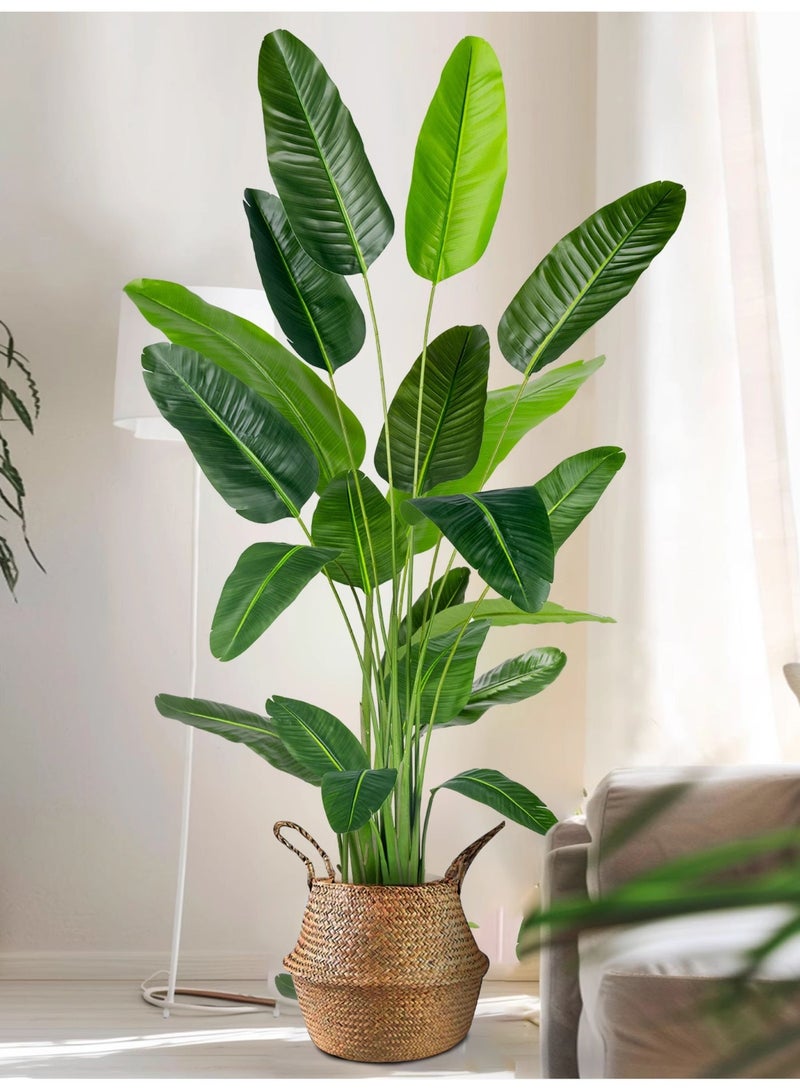 Artificial Bird of Paradise Plant（160cm）: A faux palm tree perfect for indoor or outdoor modern decoration. It comes in a pot, making it an ideal housewarming gift for home or office. - Image 1