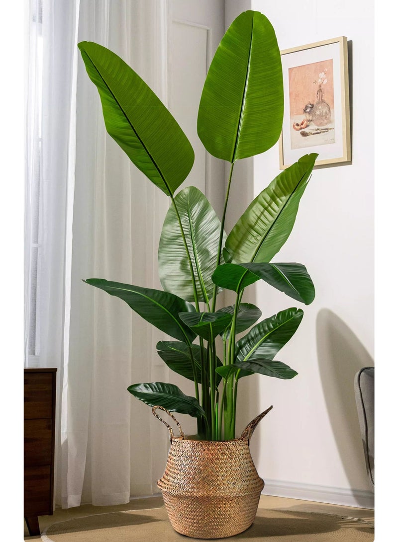 Artificial Bird of Paradise Plant（160cm）: A faux palm tree perfect for indoor or outdoor modern decoration. It comes in a pot, making it an ideal housewarming gift for home or office. - Image 4