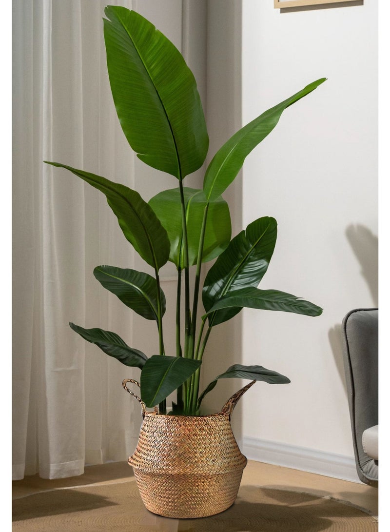 Artificial Bird of Paradise Plant（160cm）: A faux palm tree perfect for indoor or outdoor modern decoration. It comes in a pot, making it an ideal housewarming gift for home or office. - Image 5