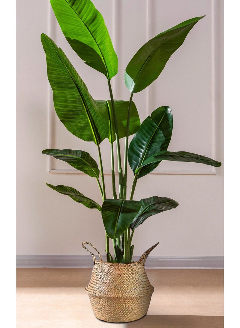 Artificial Bird of Paradise Plant（160cm）: A faux palm tree perfect for indoor or outdoor modern decoration. It comes in a pot, making it an ideal housewarming gift for home or office. - Image 2