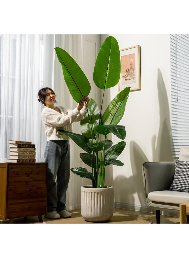 Artificial Bird of Paradise Plant（160cm）: A faux palm tree perfect for indoor or outdoor modern decoration. It comes in a pot, making it an ideal housewarming gift for home or office. - Image 3