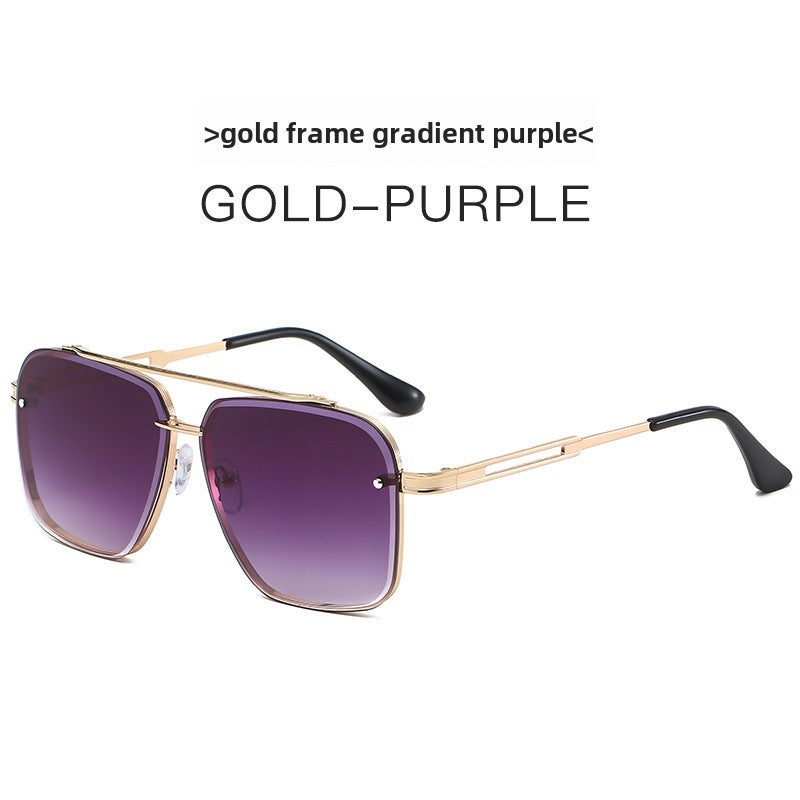 2023 Fashion Metal Frame Sunglasses for Men and Women Gold frame gradient purple gray