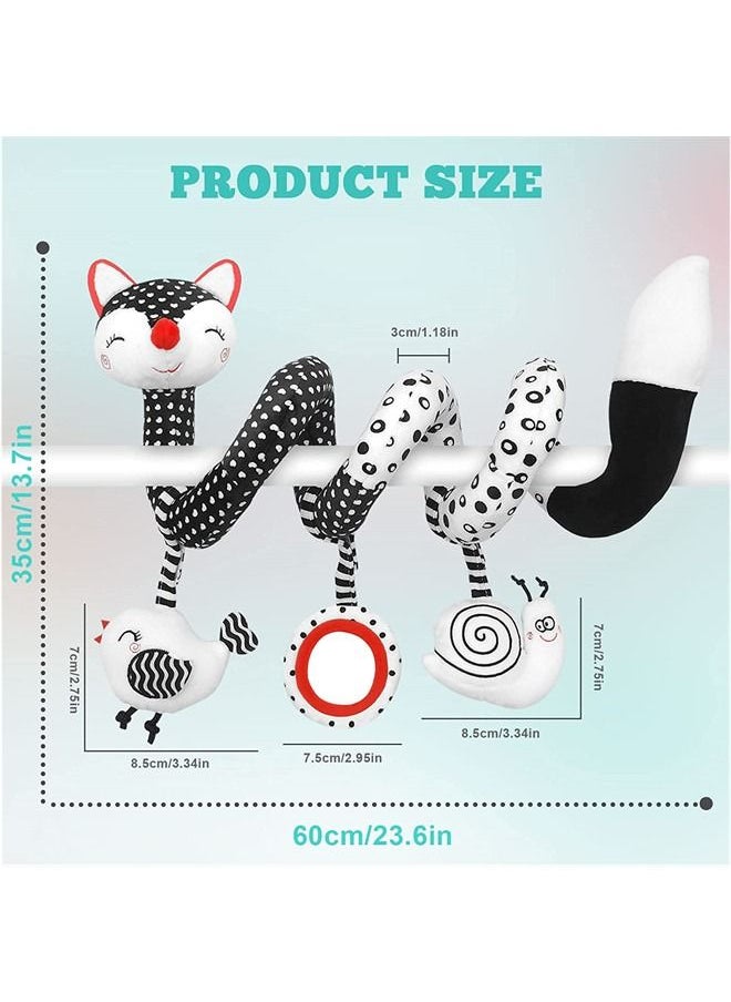 Beauenty Black And White Fox Spiral Activity Plush Hanging Rattles Toys  - Image 4