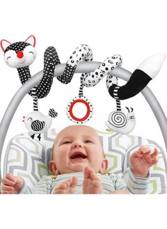 Beauenty Black And White Fox Spiral Activity Plush Hanging Rattles Toys  - Image 1