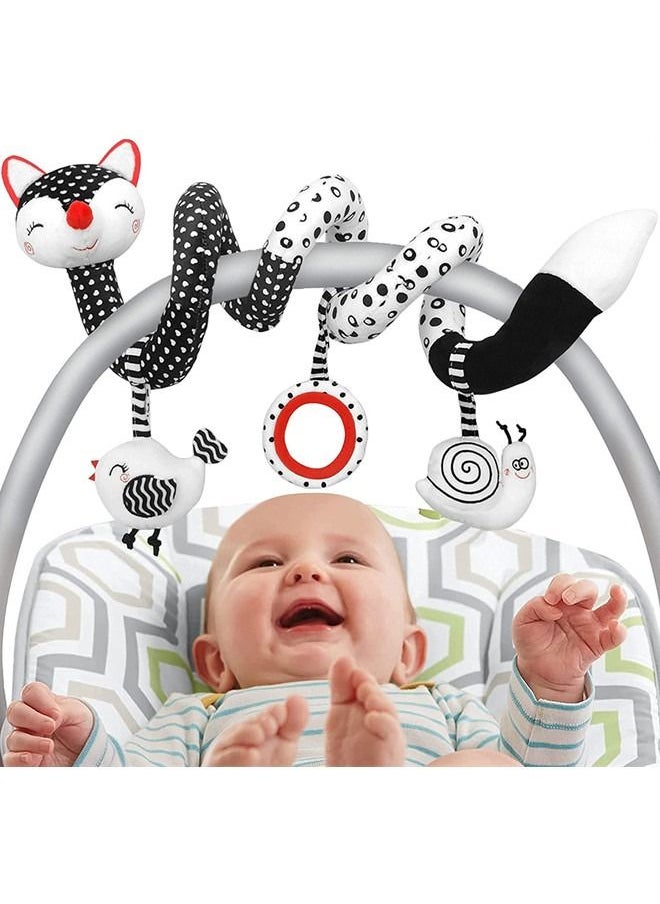 Beauenty Black And White Fox Spiral Activity Plush Hanging Rattles Toys  - Image 1