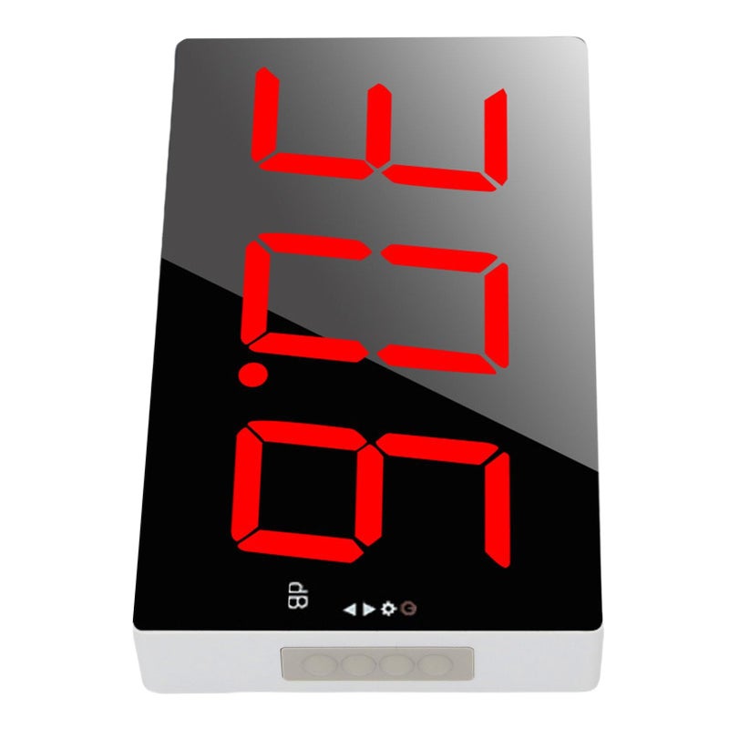 مقياس مستوى الصوت المثبت على الحائط مع شاشة LCD مقاس 3 بوصات، اختبار ضوضاء من 30 إلى 130 ديسيبل مزود بإنذار للفصول الدراسية والأماكن العامة، باللون الأبيض - Image 3