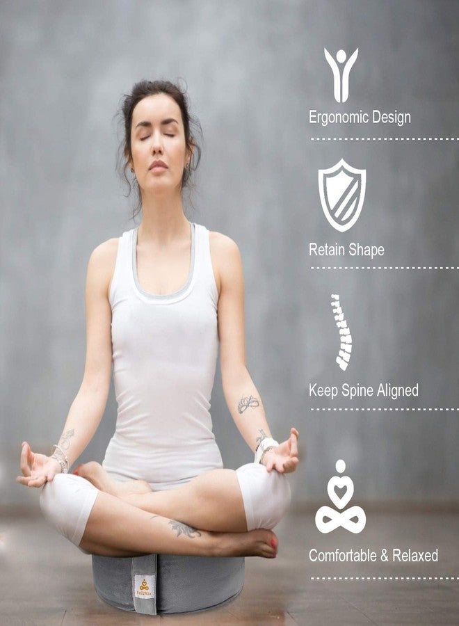 FelizMax Round Velvet Meditation Pillow D=13"/16" H=5.5" Yoga Bolster Floor Pouf Zafu Buckwheat Meditation Cushion for Sitting on Floor,Removable Organic Cotton Cover Kneeling Pillow (Black, 13"×13") - Image 2