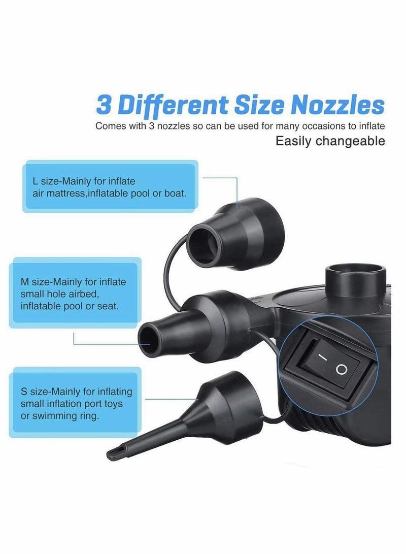 Electric Air Pump, Camping Pumps Inflator, Deflator for Airbeds, Paddling Pools, Toys, Inflatable Sofa, Raft Mattress, with 3 Nozzles, 50W - Image 3