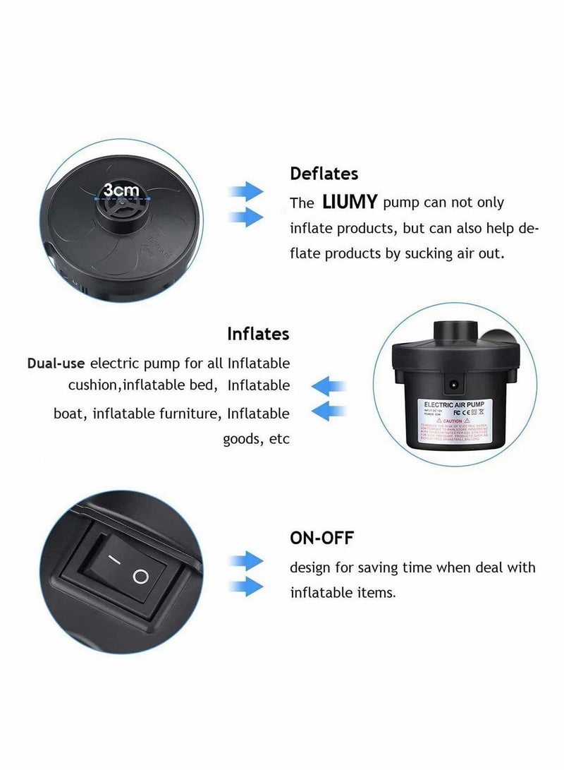 Electric Air Pump, Camping Pumps Inflator, Deflator for Airbeds, Paddling Pools, Toys, Inflatable Sofa, Raft Mattress, with 3 Nozzles, 50W - Image 4