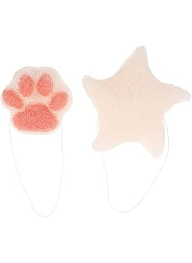 Natural Konjac Bath Sponge Set 2pcs Sea Star and Cat Paw Shapes Soft Gentle for Newborn Shower Face - Image 1