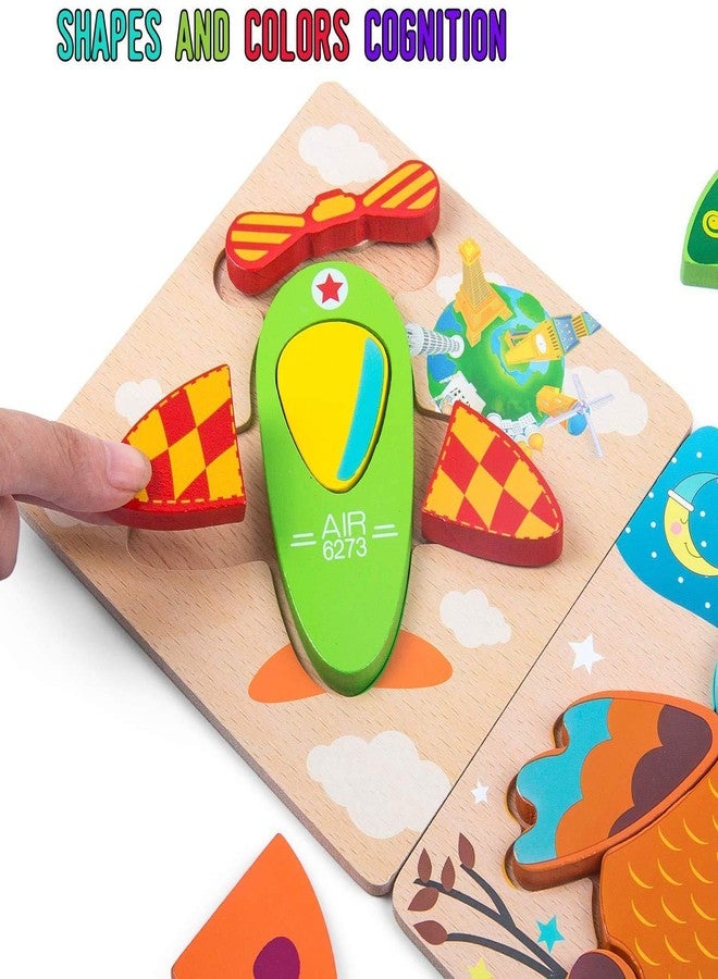 ويش كي مجموعة أحجية WISHKEY الخشبية على شكل حيوانات ومركبات، لعبة مطابقة تعليمية للأطفال الصغار، لعبة تعليمية لمرحلة ما قبل المدرسة، أحجيات بتصميم عشوائي للأطفال الصغار والأطفال (عبوة من 4 قطع، متعددة الألوان) - Image 5