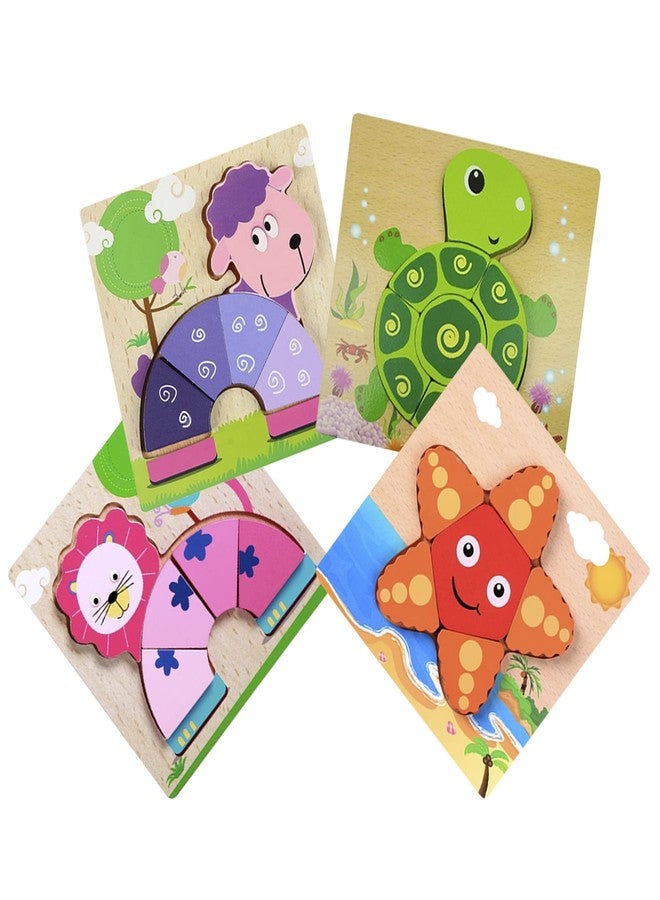 ويش كي مجموعة أحجية WISHKEY الخشبية على شكل حيوانات ومركبات، لعبة مطابقة تعليمية للأطفال الصغار، لعبة تعليمية لمرحلة ما قبل المدرسة، أحجيات بتصميم عشوائي للأطفال الصغار والأطفال (عبوة من 4 قطع، متعددة الألوان) - Image 3