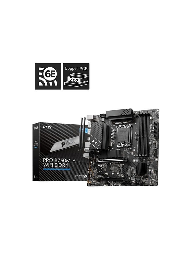 MSI Pro B760M-A Wifi Intel mATX Motherboard, LGA 1700 Socket, DDR4 Support, Wifi 6E/ Bluetooth 5.3, B760 Chipset, 2.5 LAN, PCIe 4.0, HDMI Black - Image 5