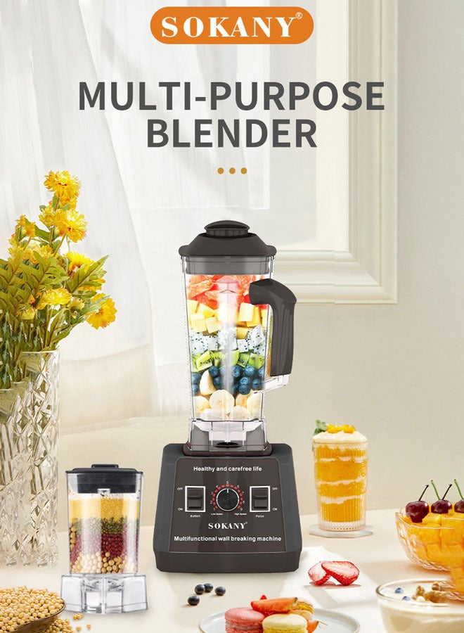 sokany 9 Speeds Countertop Blenders,2 in 1 Electric Blender,2.5L Large Capactiy Professional Food Blender for Kitchen Smoothies Shakes Ice Crushing Frozen Fruits Soups,5000W,SK-666 - Image 3